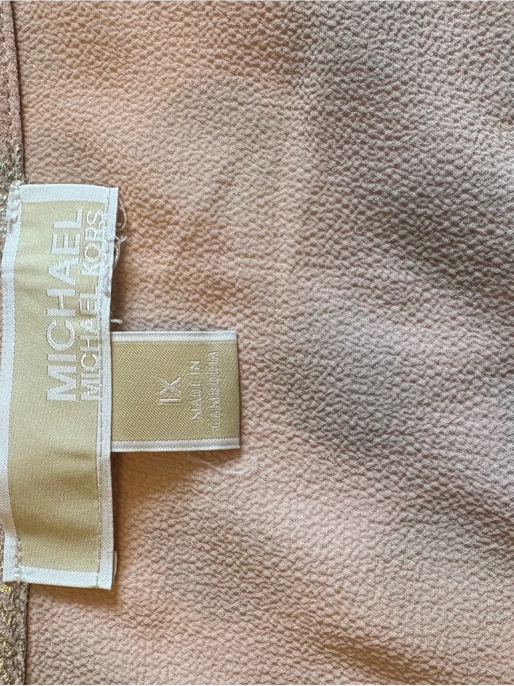 Michael Kors Dusty Rose Short Sleeve Blouson Top with Silver Foil Dots